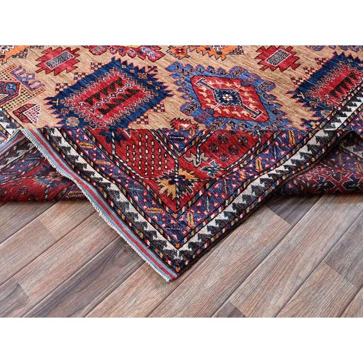 8'1" x 9'7" New Hand Knotted Beige Wool Rectangle Oriental Rug - MOA102554