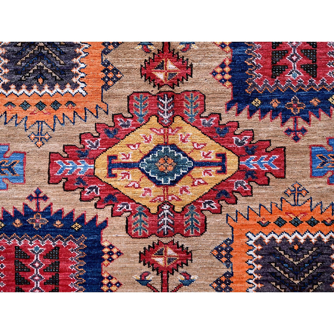 8'1" x 9'7" New Hand Knotted Beige Wool Rectangle Oriental Rug - MOA102554