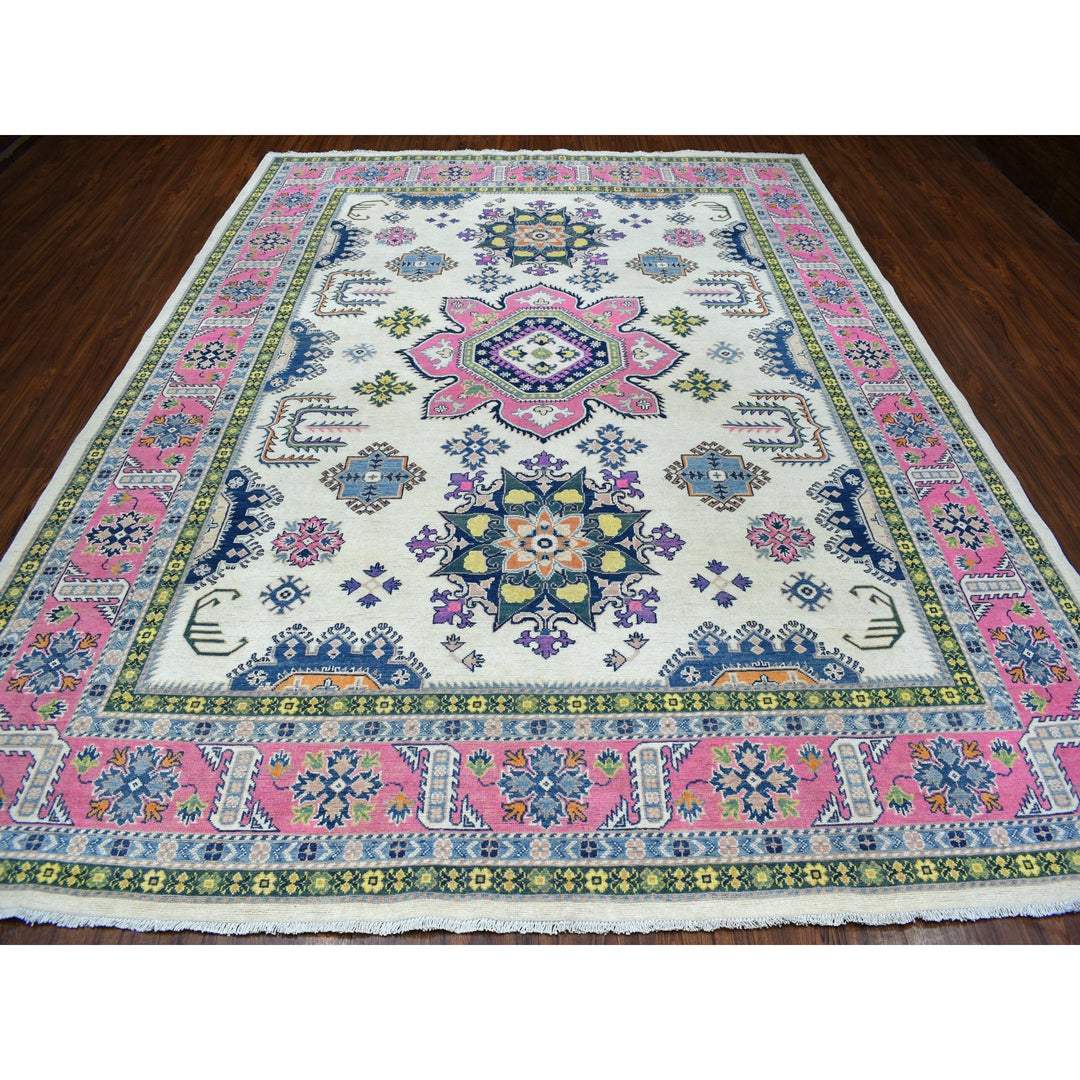 8'10" x 11'6" New Hand Knotted Pink Wool Rectangle Oriental Rug - MOA10255538