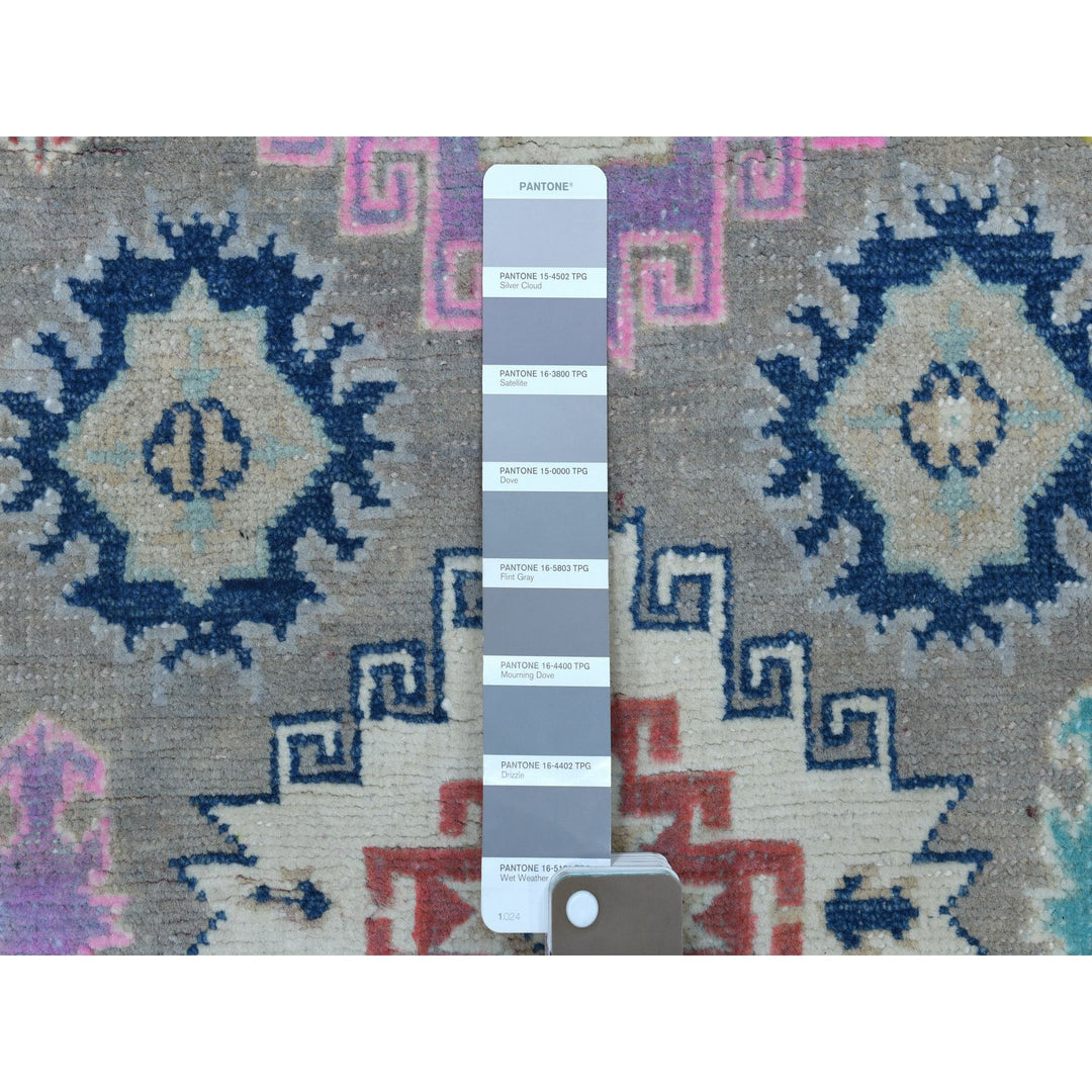 2'7" x 7'10" New Hand Knotted Grey Wool Runner Oriental Rug - MOA10255574