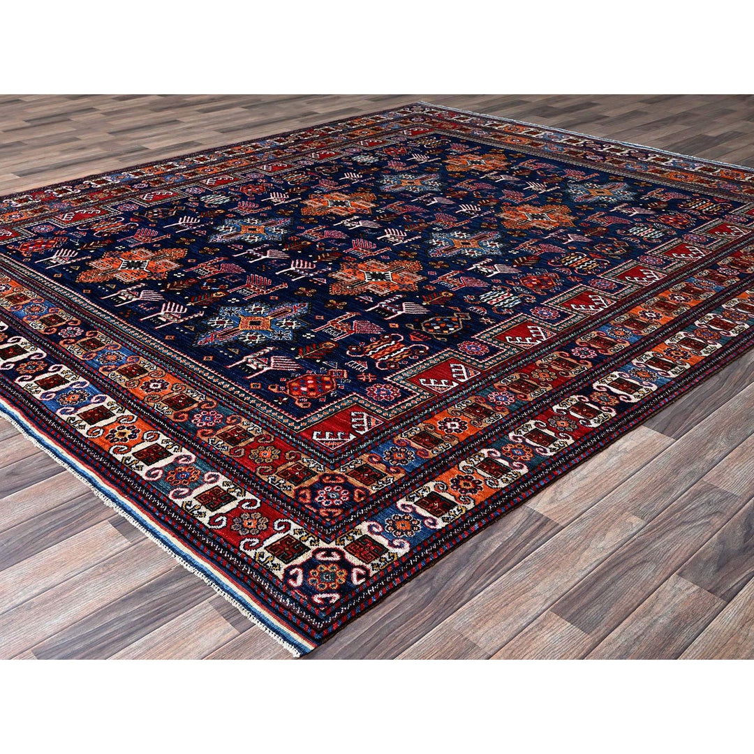 8'4" x 9'6" New Hand Knotted Blue Wool Rectangle Oriental Rug - MOA102555