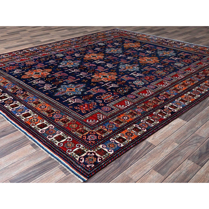 8'4" x 9'6" New Hand Knotted Blue Wool Rectangle Oriental Rug - MOA102555