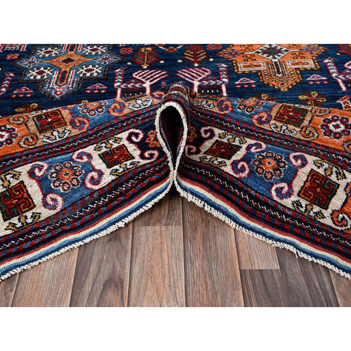 8'4" x 9'6" New Hand Knotted Blue Wool Rectangle Oriental Rug - MOA102555