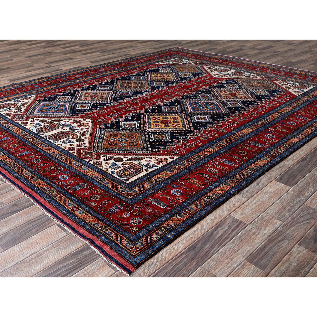 8'3" x 9'11" New Hand Knotted Red Wool Rectangle Oriental Rug - MOA102556