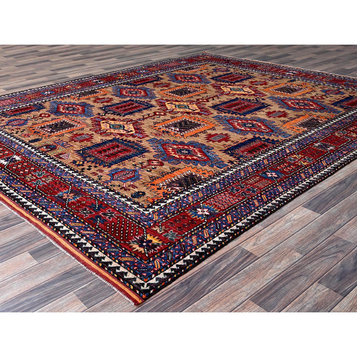 8'3" x 9'9" New Hand Knotted Beige Wool Rectangle Oriental Rug - MOA102557