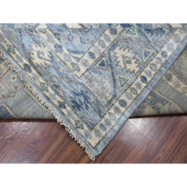 8'0" x 9'9" New Hand Knotted Blue Wool Rectangle Oriental Rug - MOA10255810