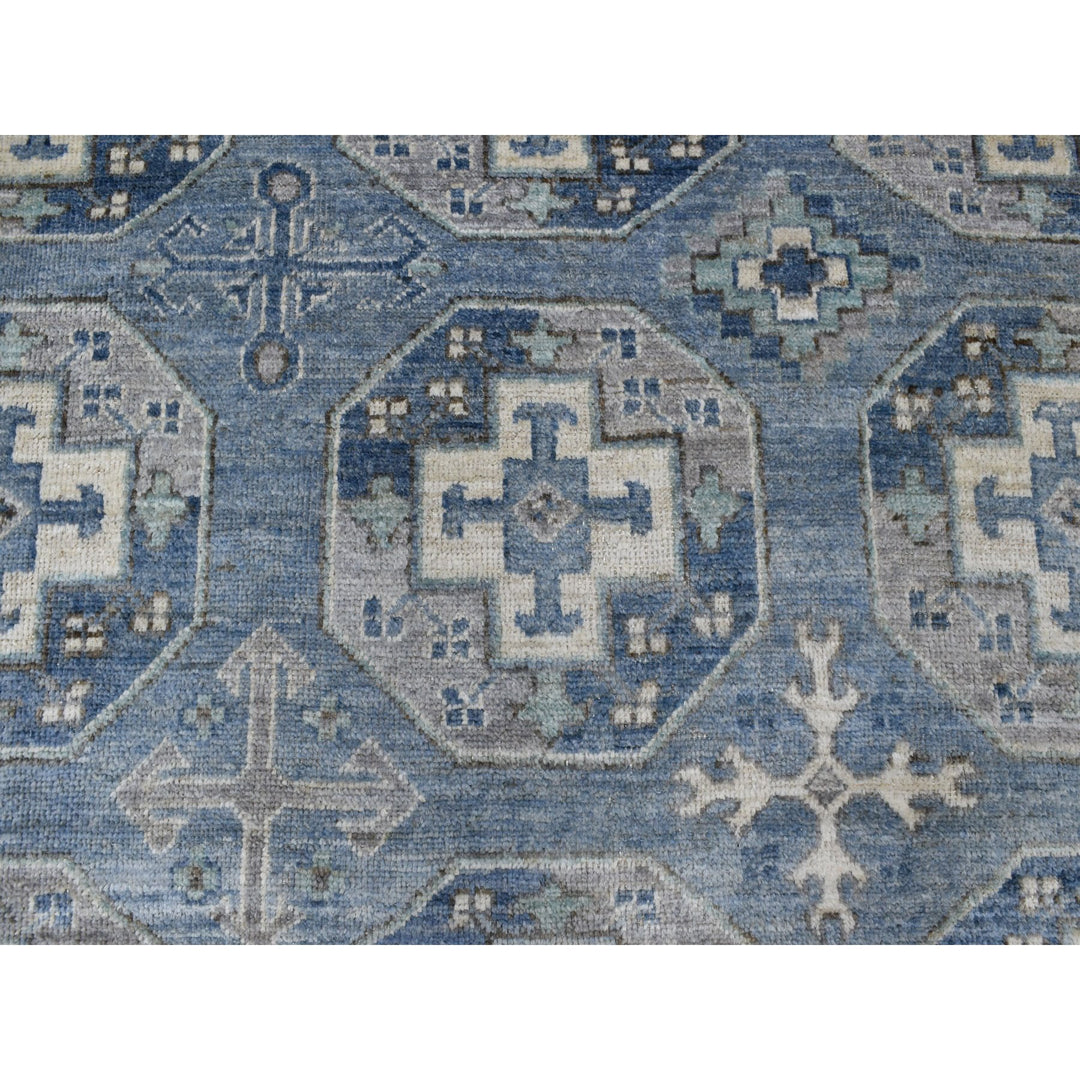 8'0" x 9'9" New Hand Knotted Blue Wool Rectangle Oriental Rug - MOA10255810