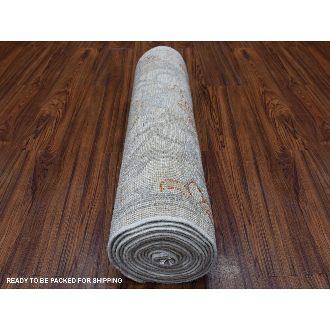 2'8" x 15'8" New Hand Knotted Ivory Wool Runner Oriental Rug - MOA10255886