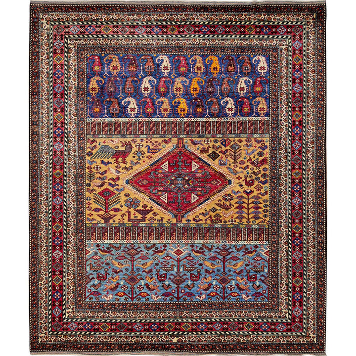 8'7" x 9'11" New Hand Knotted Yellow Wool Rectangle Oriental Rug - MOA102558