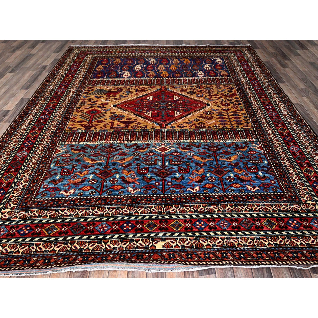 8'7" x 9'11" New Hand Knotted Yellow Wool Rectangle Oriental Rug - MOA102558
