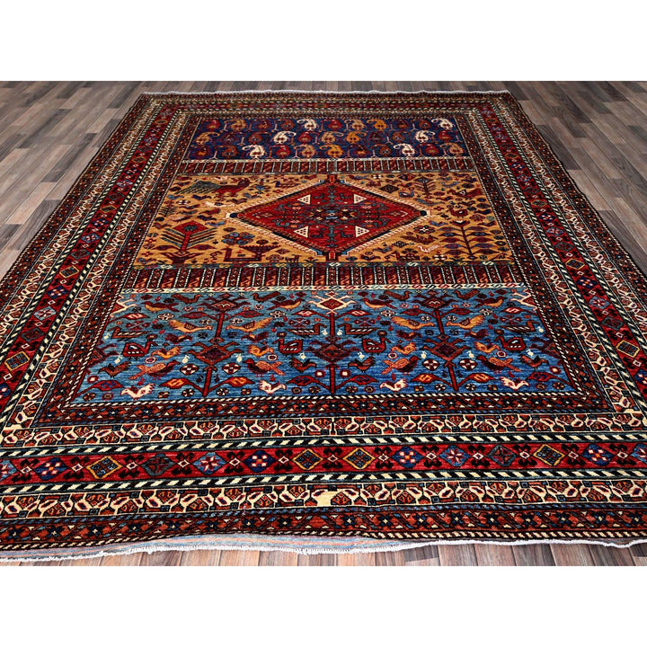8'7" x 9'11" New Hand Knotted Yellow Wool Rectangle Oriental Rug - MOA102558