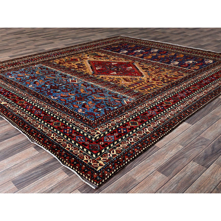 8'7" x 9'11" New Hand Knotted Yellow Wool Rectangle Oriental Rug - MOA102558