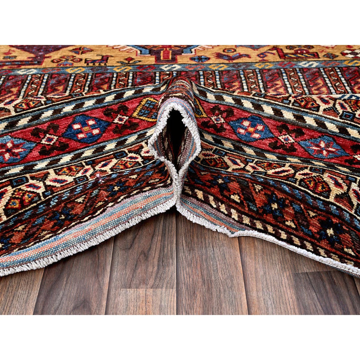 8'7" x 9'11" New Hand Knotted Yellow Wool Rectangle Oriental Rug - MOA102558