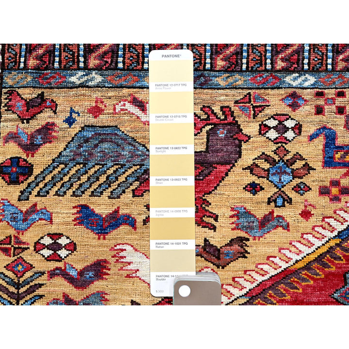 8'7" x 9'11" New Hand Knotted Yellow Wool Rectangle Oriental Rug - MOA102558