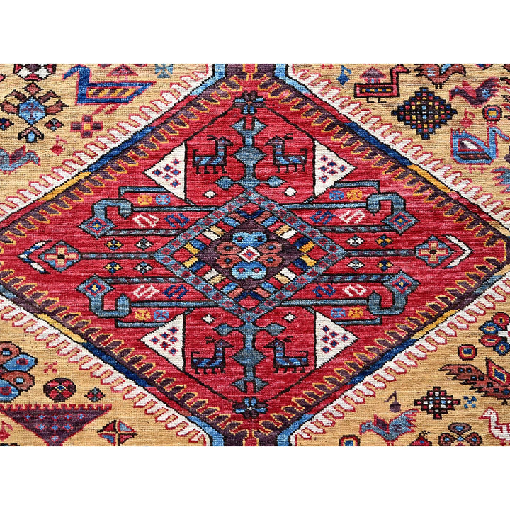 8'7" x 9'11" New Hand Knotted Yellow Wool Rectangle Oriental Rug - MOA102558