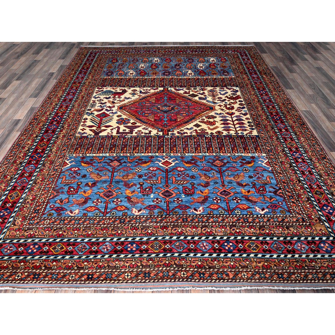8'6" x 10'8" New Hand Knotted Ivory Wool Rectangle Oriental Rug - MOA102559