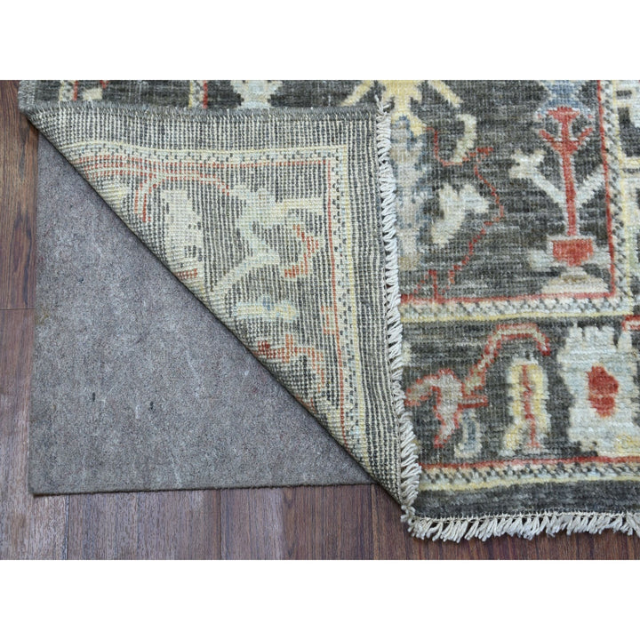 2'9" x 9'8" New Hand Knotted Grey Wool Runner Oriental Rug - MOA10256081