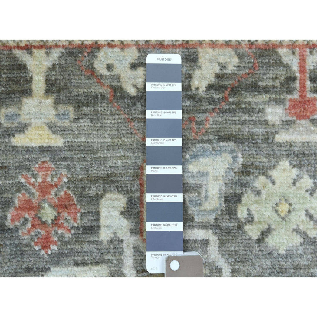 2'9" x 9'8" New Hand Knotted Grey Wool Runner Oriental Rug - MOA10256081