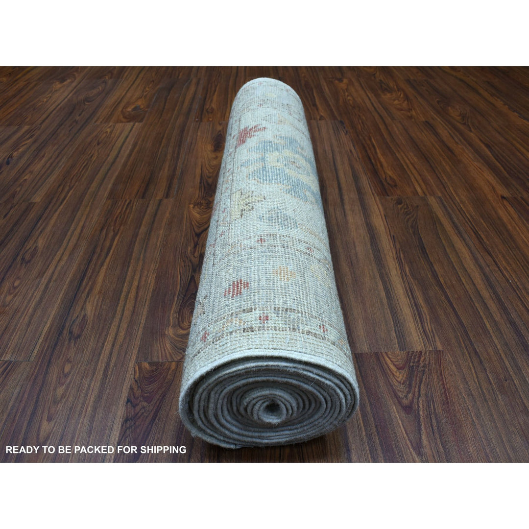 2'10" x 17'3" New Hand Knotted Grey Wool Runner Oriental Rug - MOA10256120