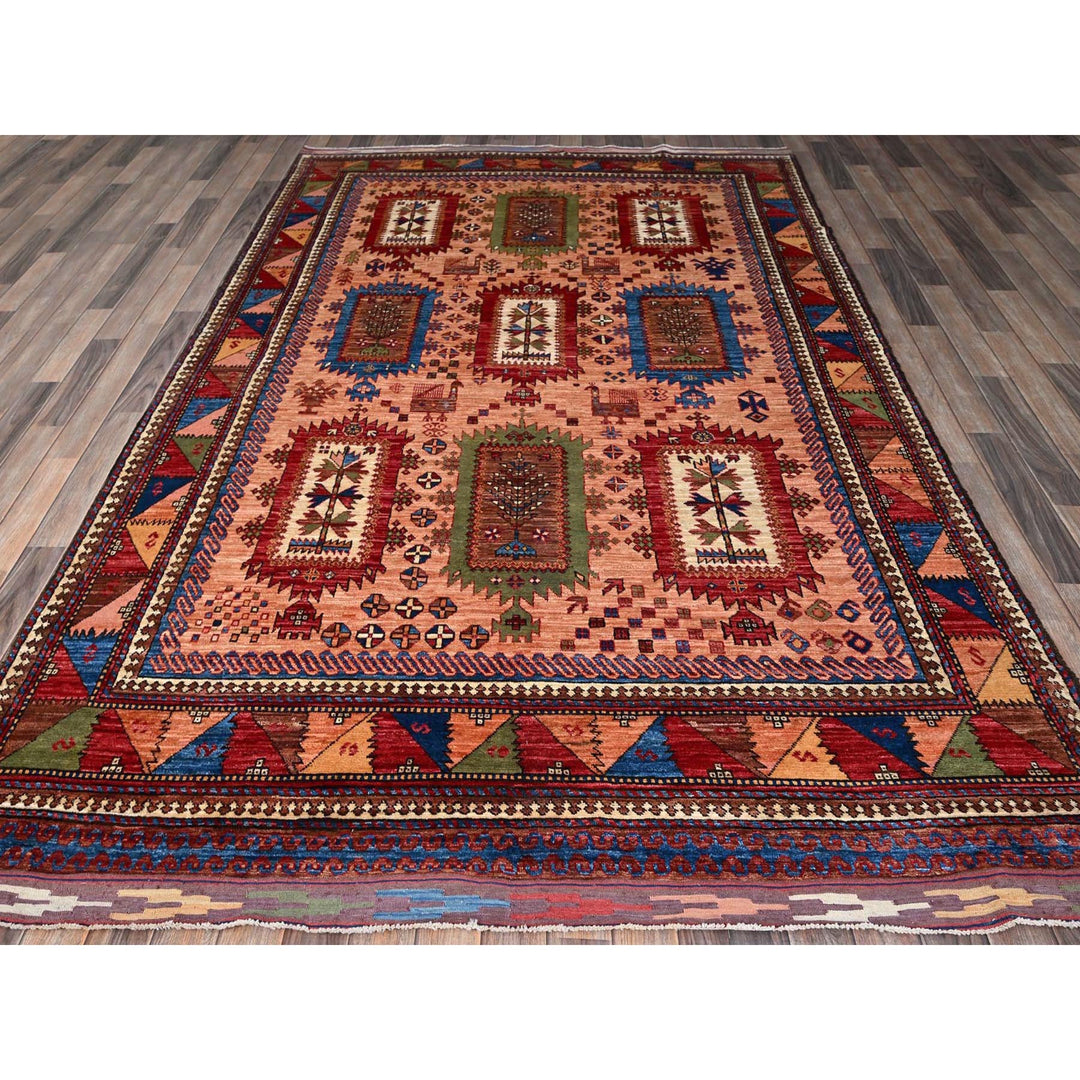 6'7" x 9'7" New Hand Knotted Brown Wool Rectangle Oriental Rug - MOA102561