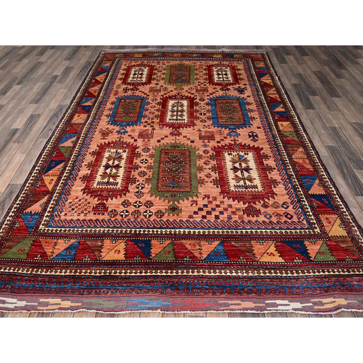 6'7" x 9'7" New Hand Knotted Brown Wool Rectangle Oriental Rug - MOA102561