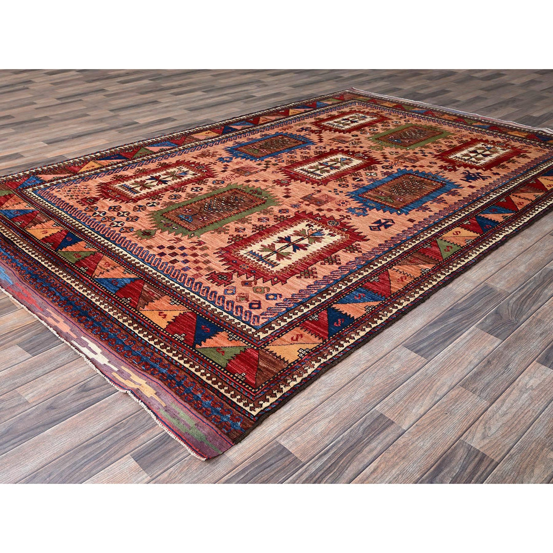 6'7" x 9'7" New Hand Knotted Brown Wool Rectangle Oriental Rug - MOA102561