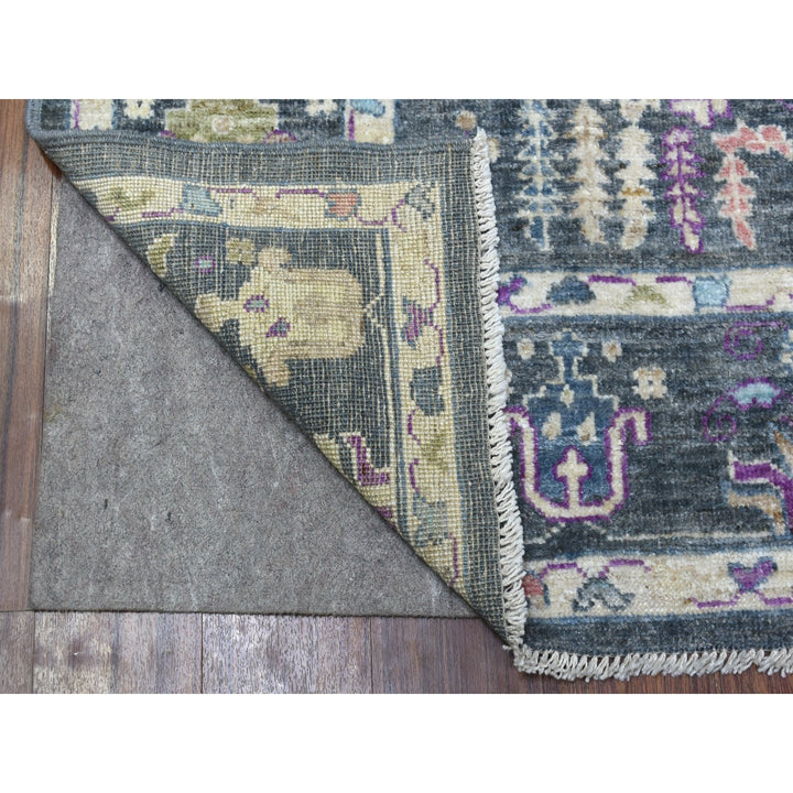 6'4" x 8'9" New Hand Knotted Grey Wool Rectangle Oriental Rug - MOA10256274