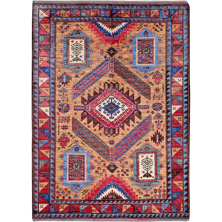 6'1" x 8'4" New Hand Knotted Brown Wool Rectangle Oriental Rug - MOA102562