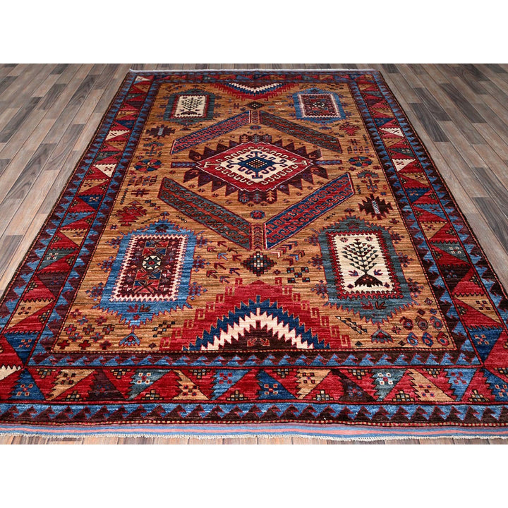 6'1" x 8'4" New Hand Knotted Brown Wool Rectangle Oriental Rug - MOA102562