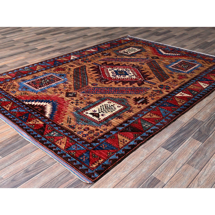 6'1" x 8'4" New Hand Knotted Brown Wool Rectangle Oriental Rug - MOA102562