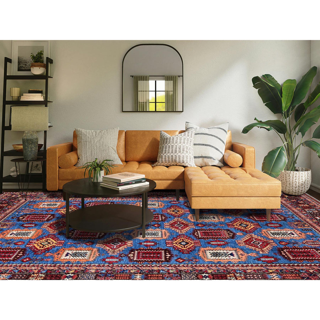 10'1" x 13'4" New Hand Knotted Blue Wool Rectangle Oriental Rug - MOA102563