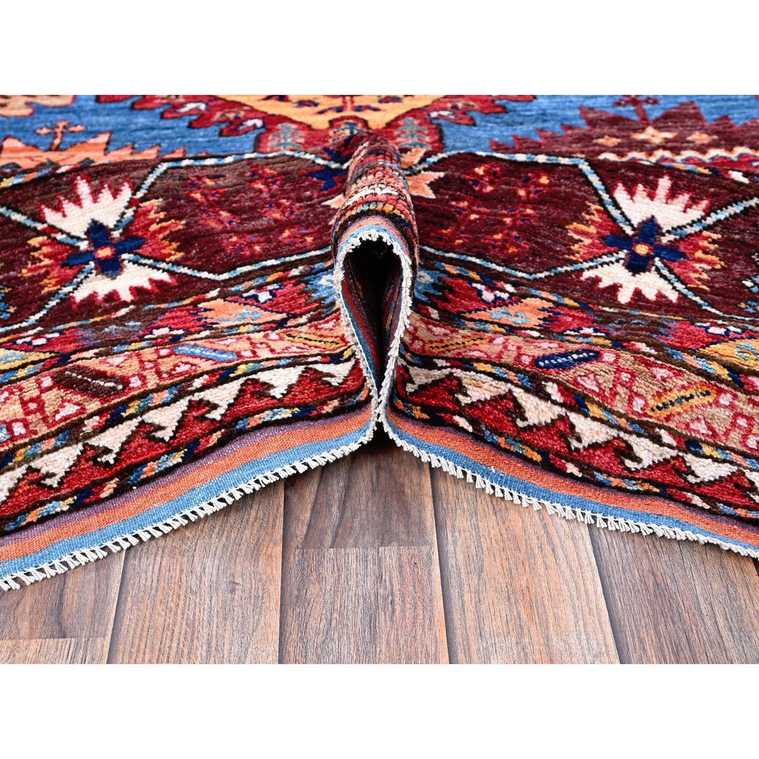 10'1" x 13'4" New Hand Knotted Blue Wool Rectangle Oriental Rug - MOA102563