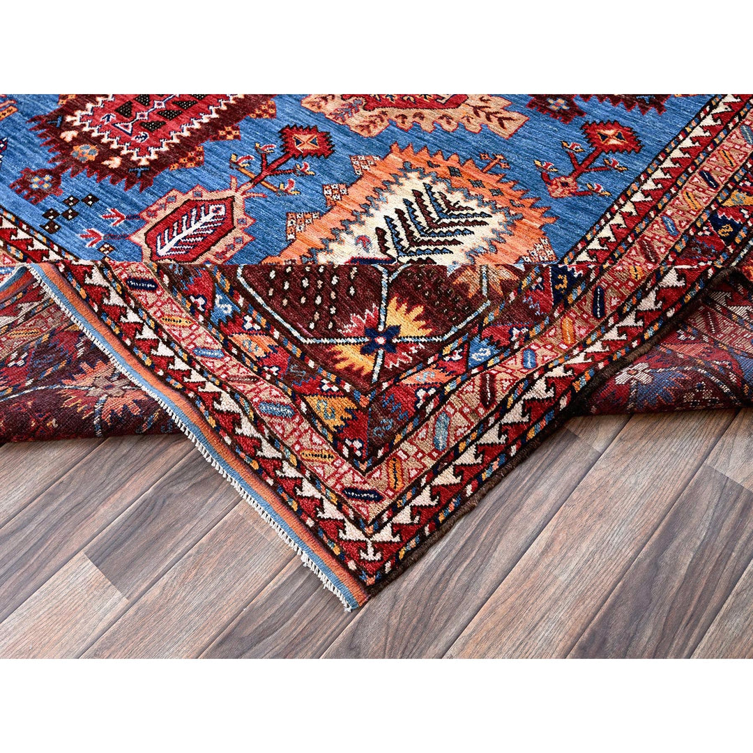 10'1" x 13'4" New Hand Knotted Blue Wool Rectangle Oriental Rug - MOA102563