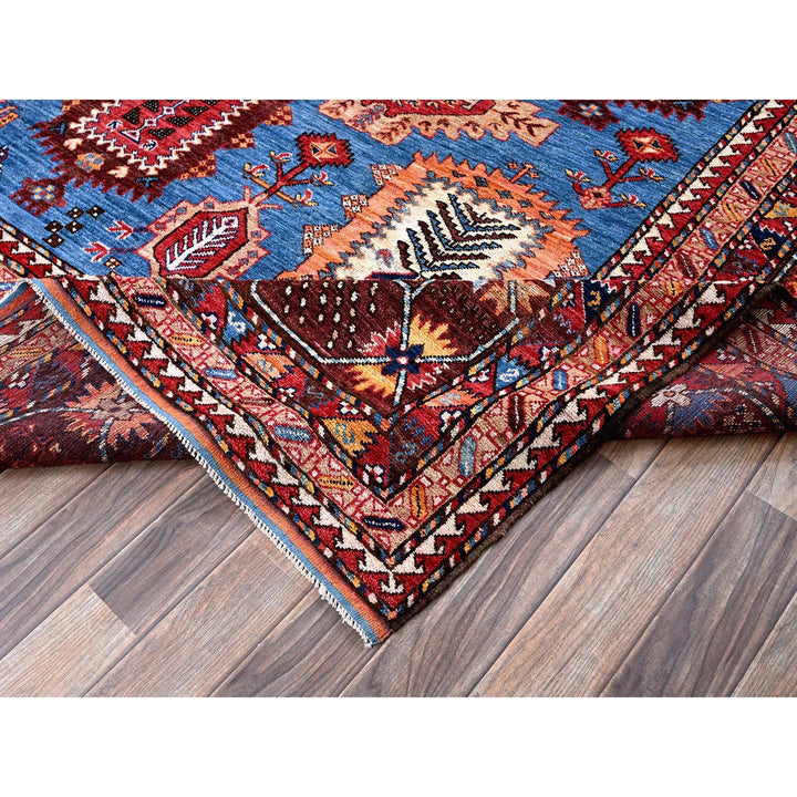 10'1" x 13'4" New Hand Knotted Blue Wool Rectangle Oriental Rug - MOA102563