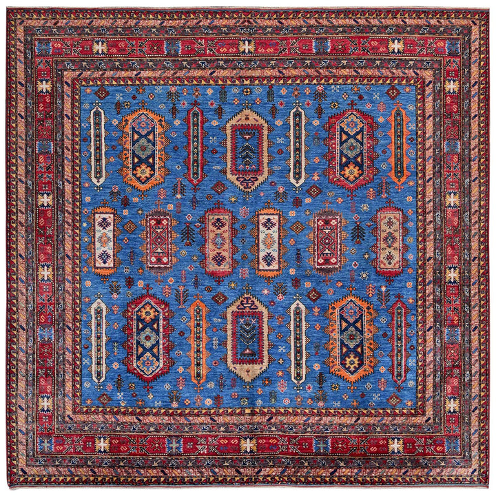 9'9" x 10'4" New Hand Knotted Blue Wool Square Oriental Rug - MOA102564