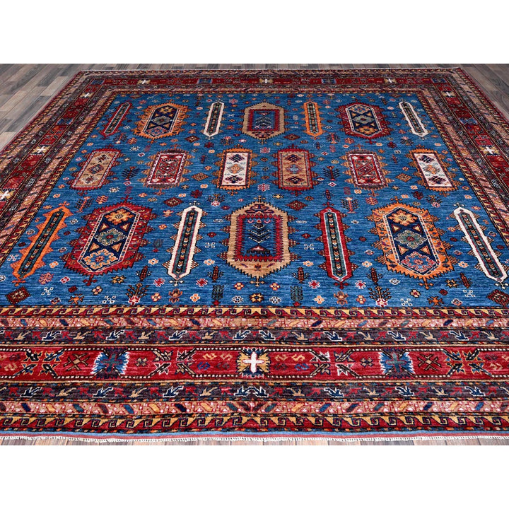 9'9" x 10'4" New Hand Knotted Blue Wool Square Oriental Rug - MOA102564