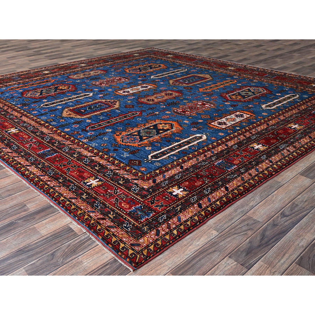 9'9" x 10'4" New Hand Knotted Blue Wool Square Oriental Rug - MOA102564