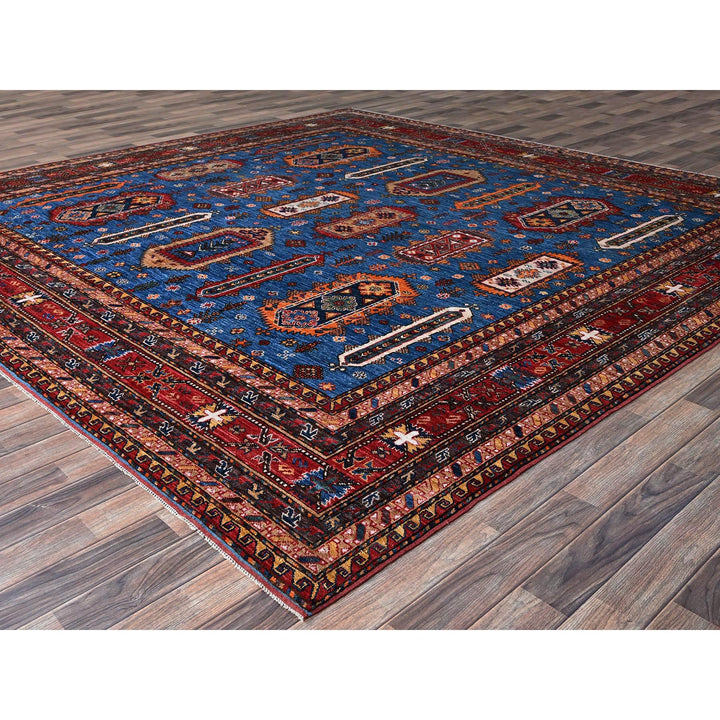 9'9" x 10'4" New Hand Knotted Blue Wool Square Oriental Rug - MOA102564