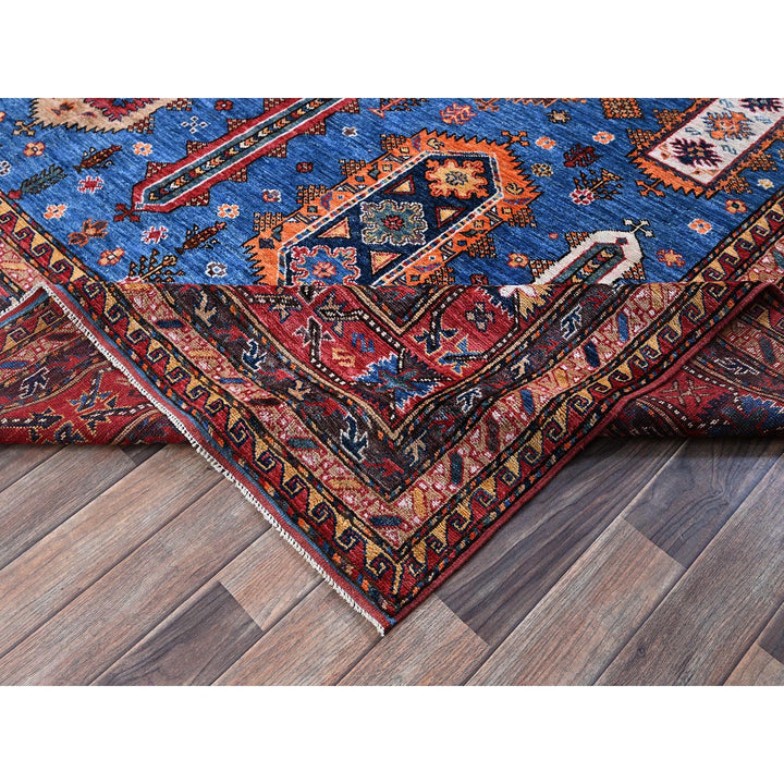 9'9" x 10'4" New Hand Knotted Blue Wool Square Oriental Rug - MOA102564