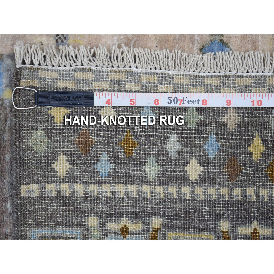 2'7" x 9'6" New Hand Knotted Grey Wool Runner Oriental Rug - MOA10256516