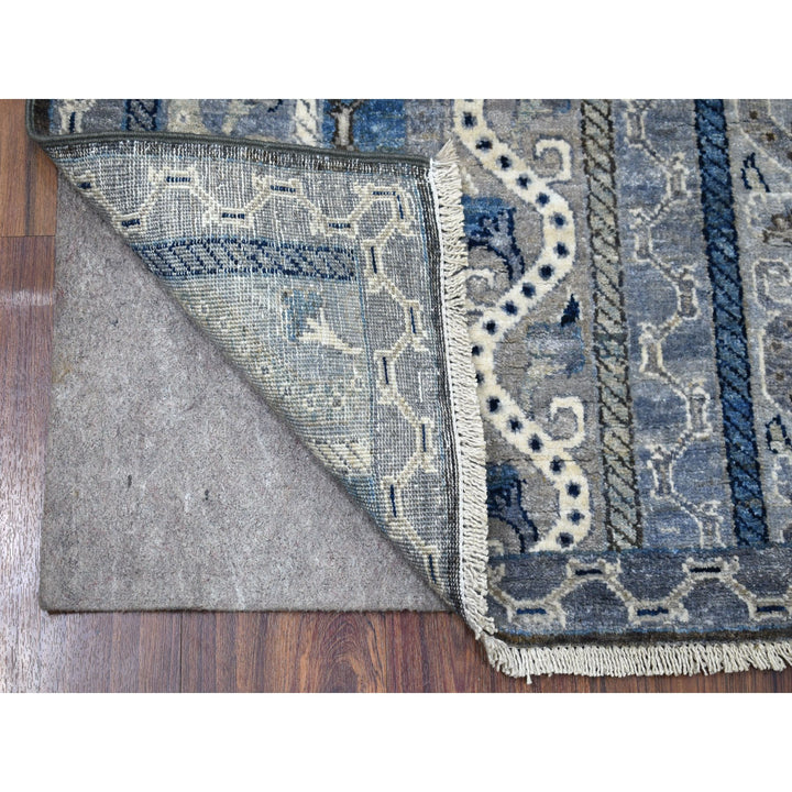 2'6" x 9'7" New Hand Knotted Grey Wool Runner Oriental Rug - MOA10256517