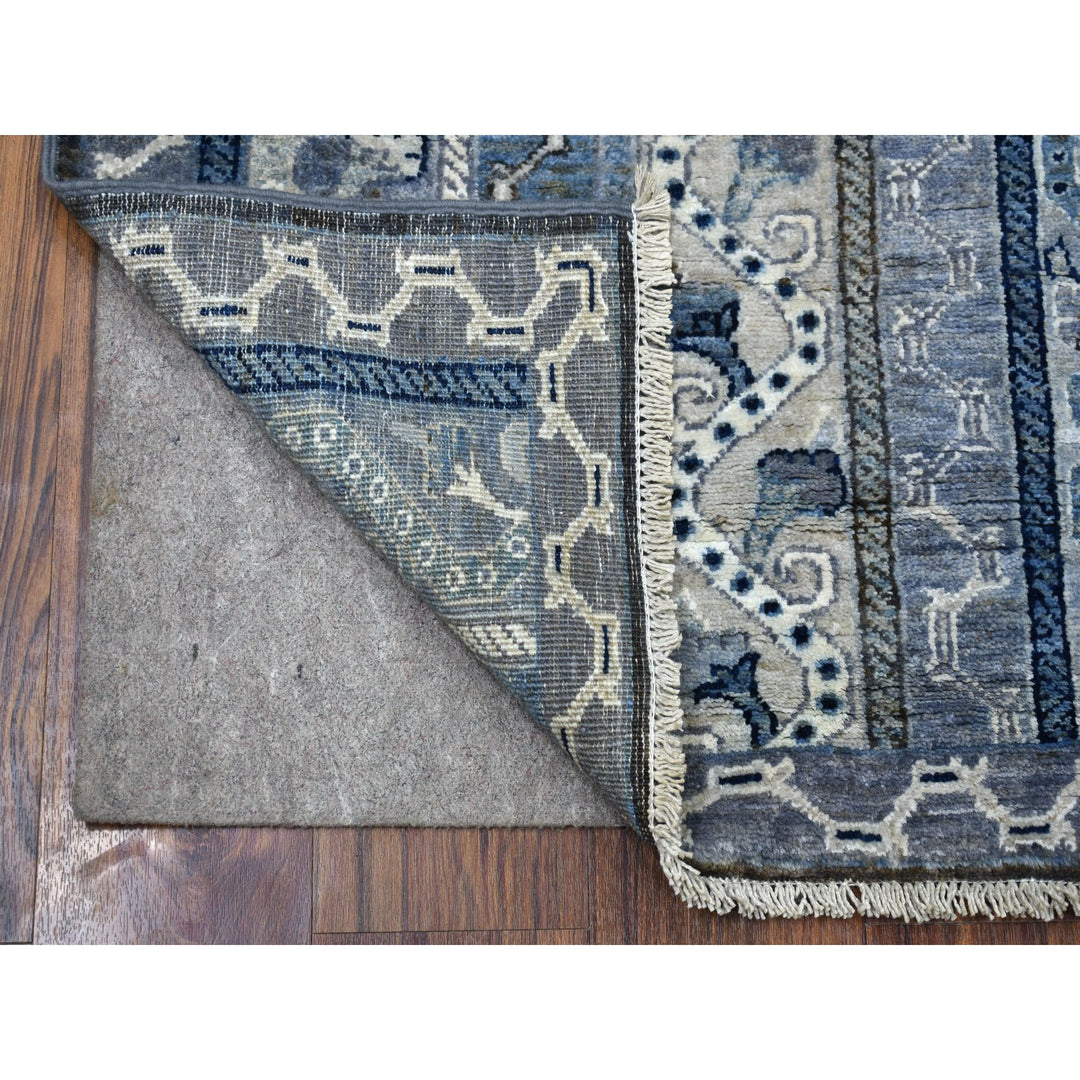 2'7" x 9'8" New Hand Knotted Grey Wool Runner Oriental Rug - MOA10256520