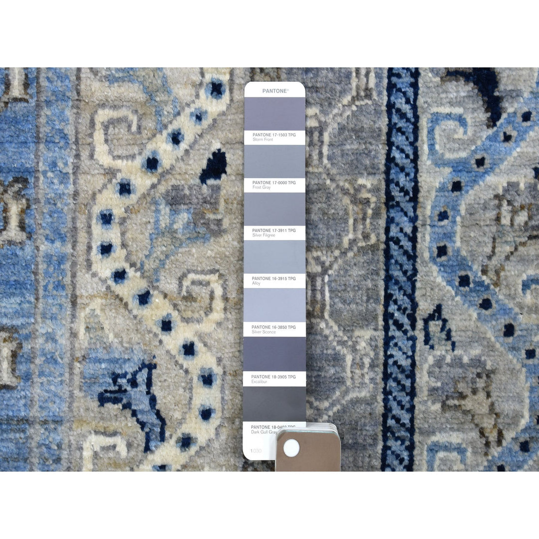 2'7" x 9'8" New Hand Knotted Grey Wool Runner Oriental Rug - MOA10256520