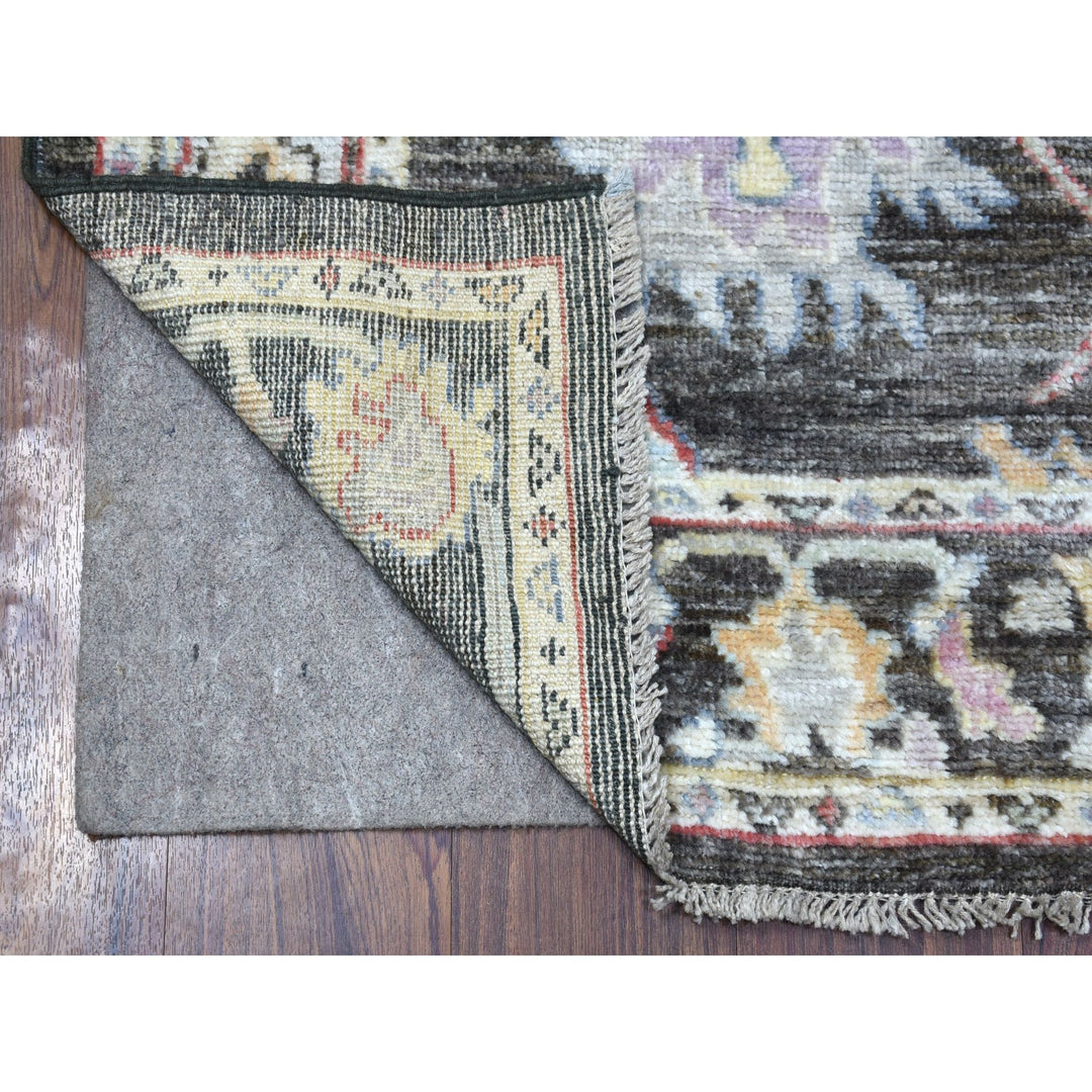 2'10" x 9'10" New Hand Knotted Black Wool Runner Oriental Rug - MOA10256596