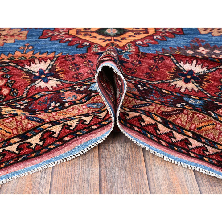 9'11" x 13'6" New Hand Knotted Blue Wool Rectangle Oriental Rug - MOA102565