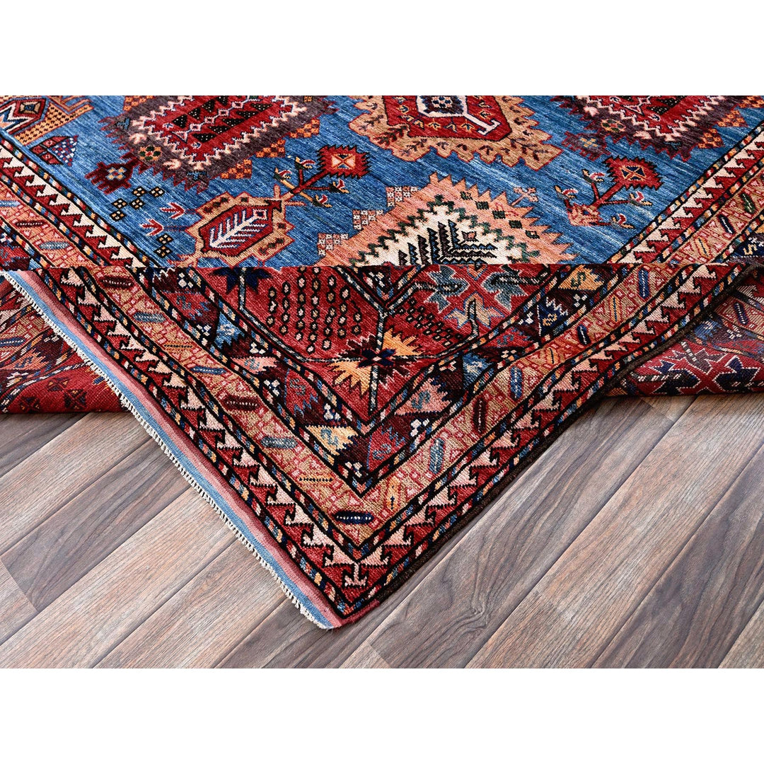 9'11" x 13'6" New Hand Knotted Blue Wool Rectangle Oriental Rug - MOA102565