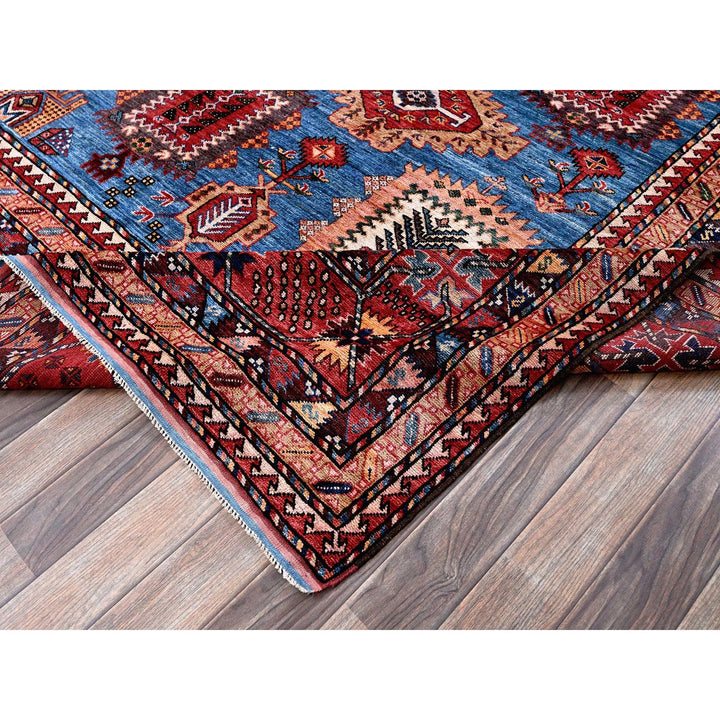 9'11" x 13'6" New Hand Knotted Blue Wool Rectangle Oriental Rug - MOA102565