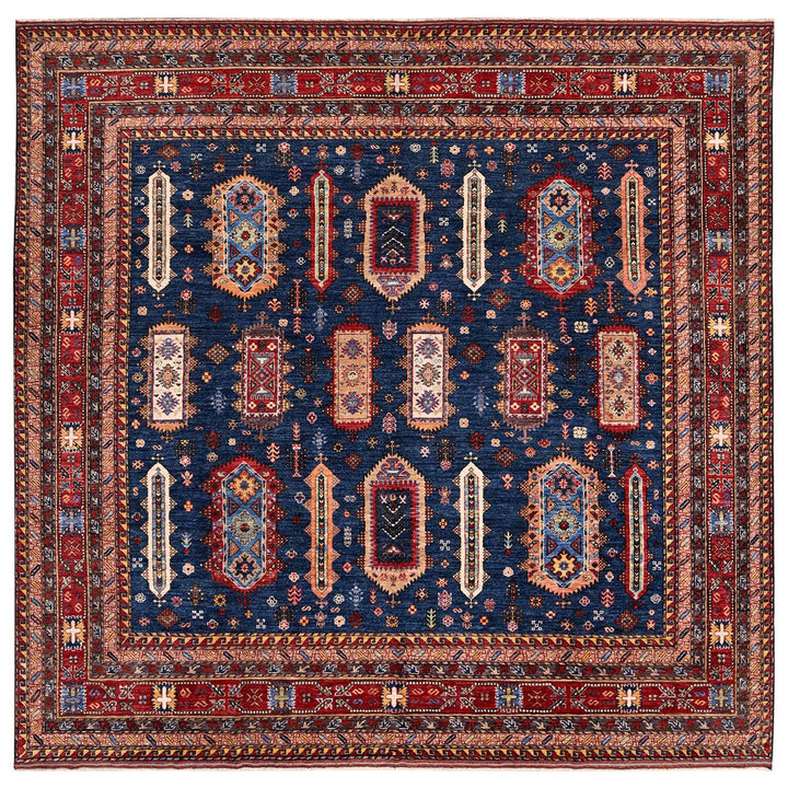9'11" x 10'2" New Hand Knotted Blue Wool Square Oriental Rug - MOA102566