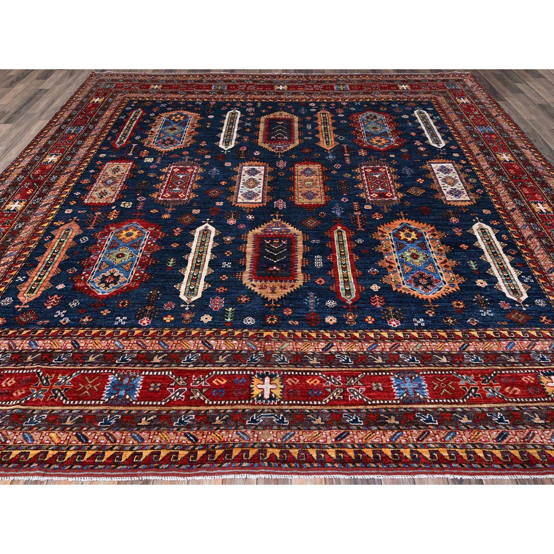 9'11" x 10'2" New Hand Knotted Blue Wool Square Oriental Rug - MOA102566