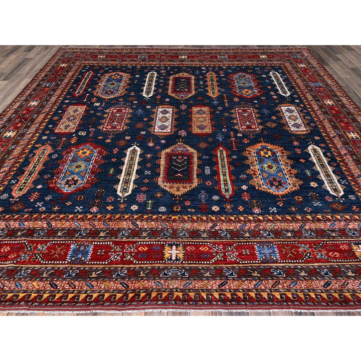 9'11" x 10'2" New Hand Knotted Blue Wool Square Oriental Rug - MOA102566